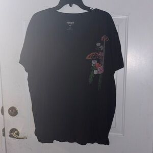 Heritage by Torrid Black Tee with Floral Graphic